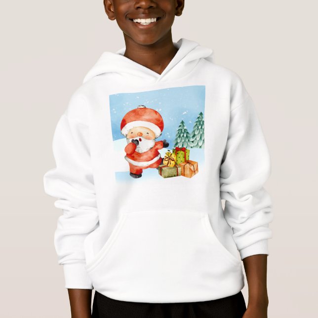 Adorables Navidades Santa con Present Hoodie (Anverso)