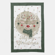 Adorables Navidades Toalla de Té de Rano - Verde