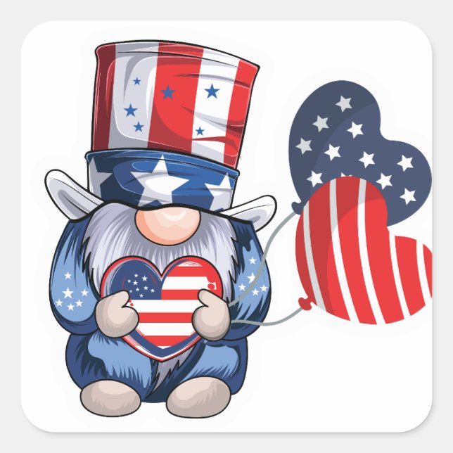 Adorables pegatinas de Gnome del 4 de julio (Anverso)