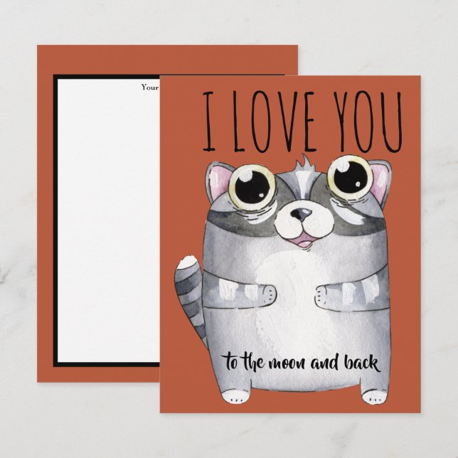 Adorables Personalizado Raccoon Te Amo (Anverso / Reverso)