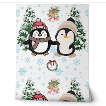 Adorables Pingüinos de Navidad Papel Pintado País
