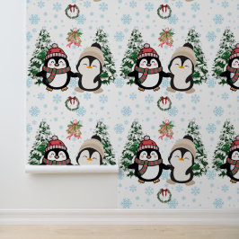 Adorables Pingüinos de Navidad Papel Pintado País