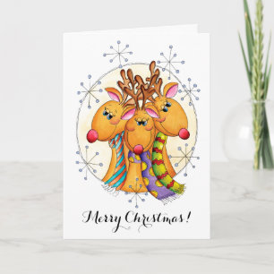 Adorables renos de Navidad con bufandas con estrel