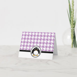 Adorables tarjetas de gallos púrpura y blanca