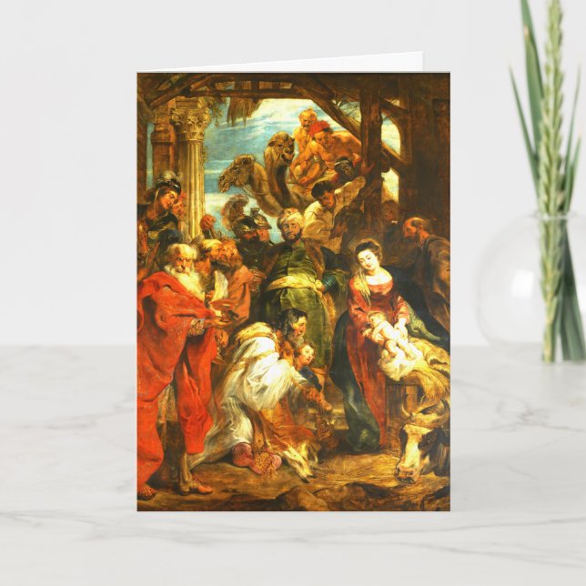Adoración de la Natividad de la Tarjeta de Navidad (Anverso)