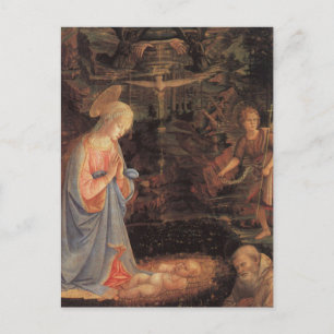 Adoración del niño por postal de Uccello