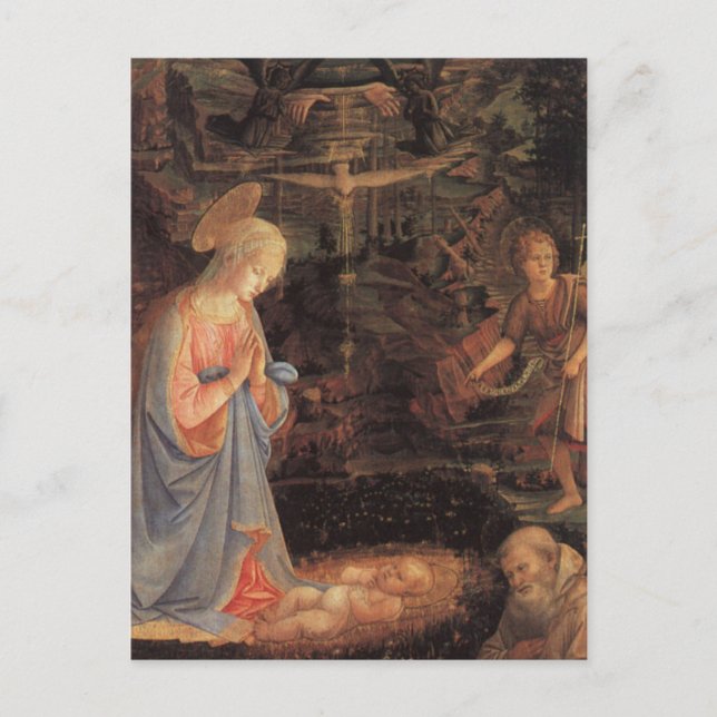 Adoración del niño por postal de Uccello (Anverso)