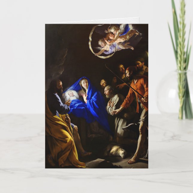 Adoración religiosa de las tarjetas de Navidad el (Anverso)