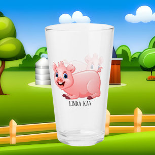 adoradores de cerdos lindos añaden nombre Glass