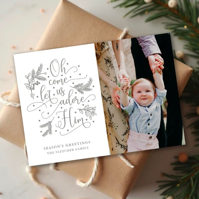 Adore Him | Tarjeta plana de Navidades fotográfico (Subido por el creador)