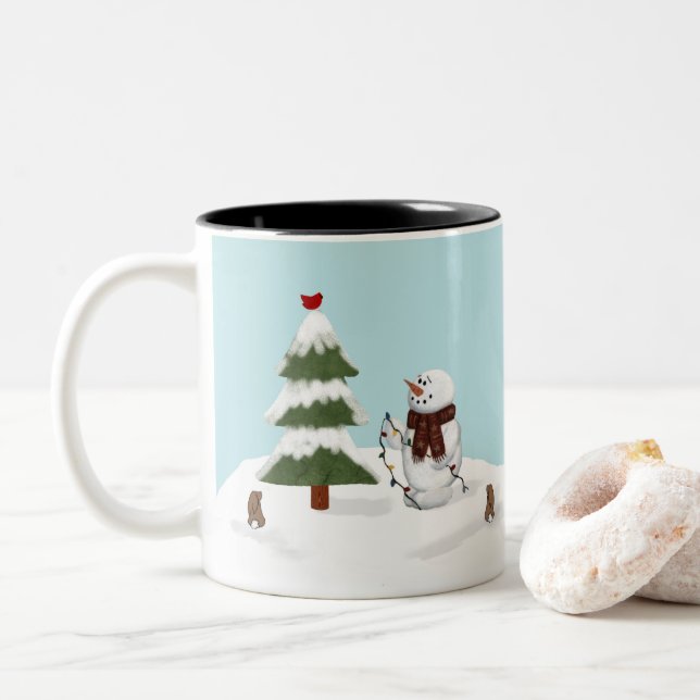 Adornamiento de la taza del muñeco de nieve del (Con donut)