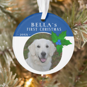 Adorno 1ª Navidad de cachorro Holly Berry Foto de mascota