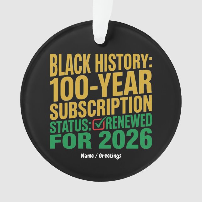 Adorno 100-Year Black History Subscription Status Renewed (Anverso)
