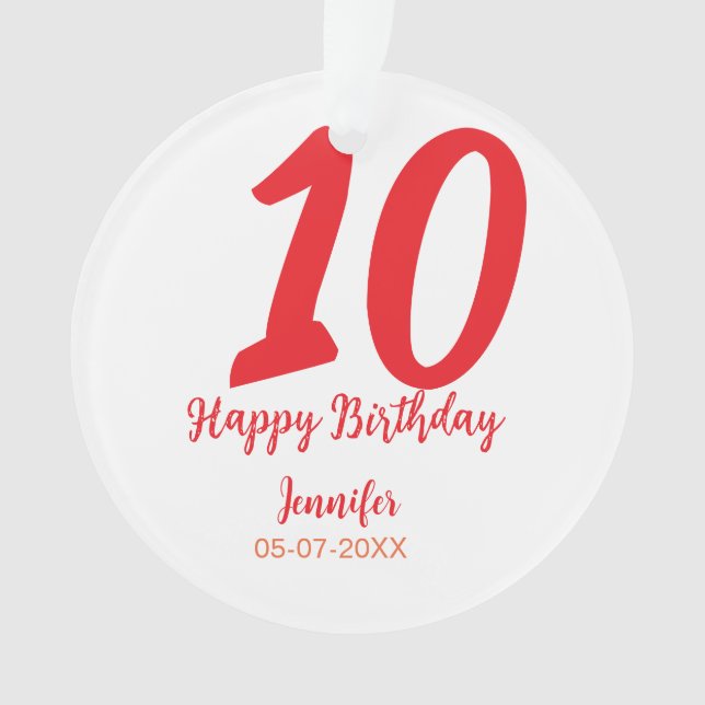 Adorno 10.ª fecha de adición de cumpleaños año plantilla  (Anverso)