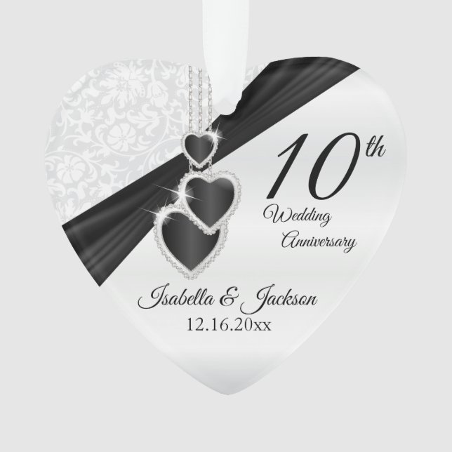 Adorno 10.º Aniversario Boda Keepsake Design (Anverso)
