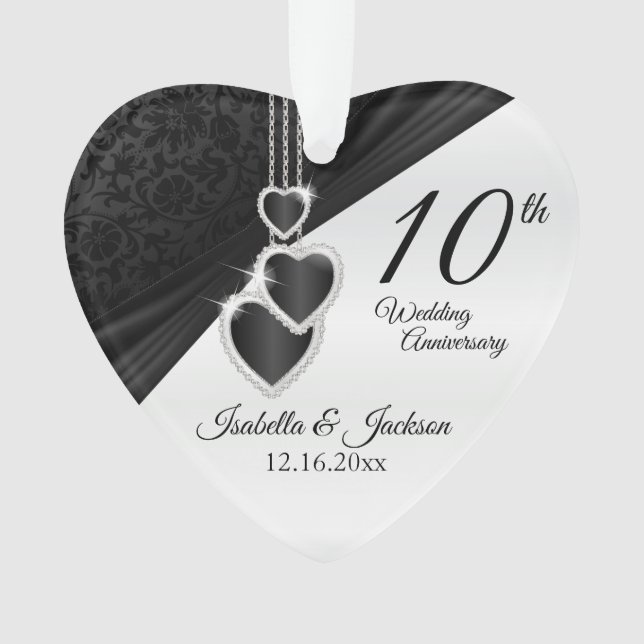 Adorno 10.º Aniversario de Onyx Boda Keepsake Design (Anverso)