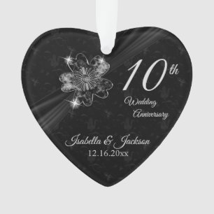 Adorno 10.º Boda Aniversario Floral Keepsake Diseño