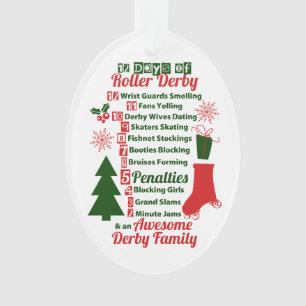 Adorno 12 días de navidad de Derby del rodillo, patinaje