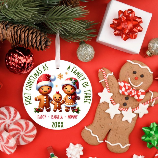 Adorno 1.ᵉʳ Navidad de la familia de los 3 Gingerbread (Subido por el creador)