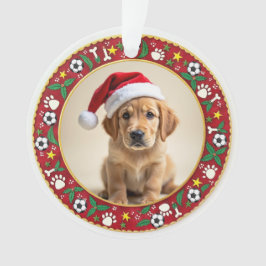 Adorno 1er Navidad de 2 caras Patas y Acebo