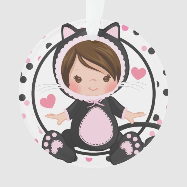 Adorno 1r chica personalizado del gato del gatito del (Anverso)