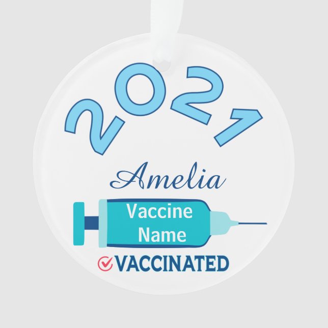 Adorno 2021 Navidades de vacunas con nombre personalizado (Anverso)