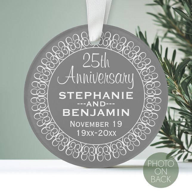 Adorno 25.º aniversario Boda personalizado (Personalized Wedding Anniversary Photo Ornament)
