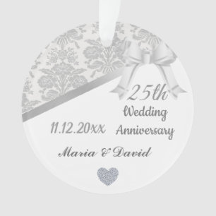 Adorno 25° aniversario de Boda Silver.