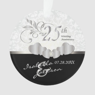 Adorno 25to Modelo del damasco del aniversario de bodas