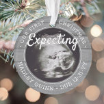 Adorno 2 Foto Bebé Ultrasonido Padres nuevos Madera Gris<br><div class="desc">Celebre el precioso regalo de su nuevo miembro de la familia con un elegante adorno de acrílico de dos fotos redondeadas de falso color gris de madera. El diseño neutro de género es adecuado para un niño o chica de recién nacido. El texto y las imágenes de esta plantilla son...</div>