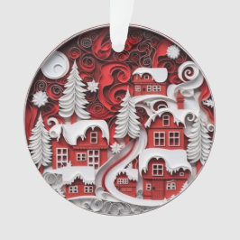 Adorno 3.ª aldea de Navidades de arte de papel llenado