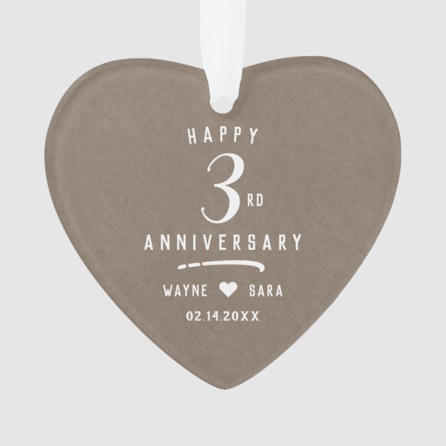 Adorno 3.ᵉʳ Aniversario del Boda de cuero beige (Anverso)