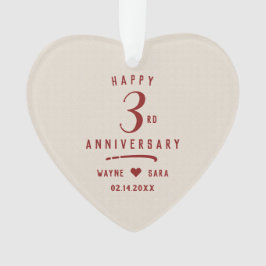 Adorno 3.ᵉʳ Aniversario del Boda de Cuero Blanco