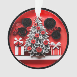 Adorno 3.d Papel Quilado Árbol de Navidad y copos de niev