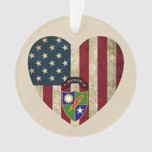 Adorno 3er Batallón 75º Ranger Reg Bandera Corazón Ame