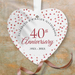 Adorno 40.º Aniversario Boda Corazones de Ruby<br><div class="desc">Diseñado para coordinar con nuestra colección de Corazones de Ruby en el 40º Aniversario. Con delicados corazones de rubí. Personalice con su especial información de cuarenta años de ruby aniversario en letras de moda. Diseñado por Thisisnotme©</div>