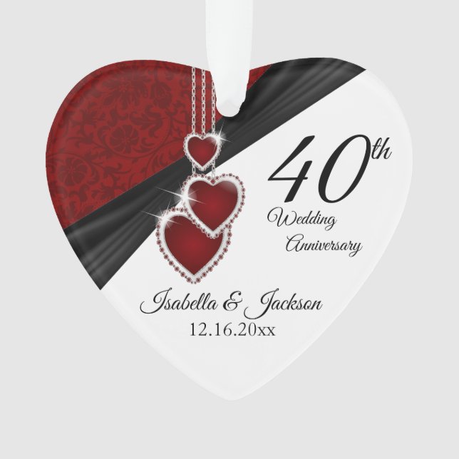 Adorno 40.º Aniversario Boda Keepsake Design (Anverso)