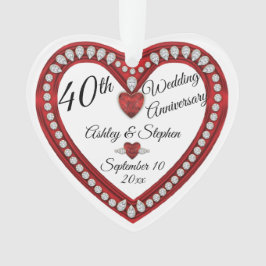 Adorno 40.º Aniversario Boda Ruby Diamonds Keepsake