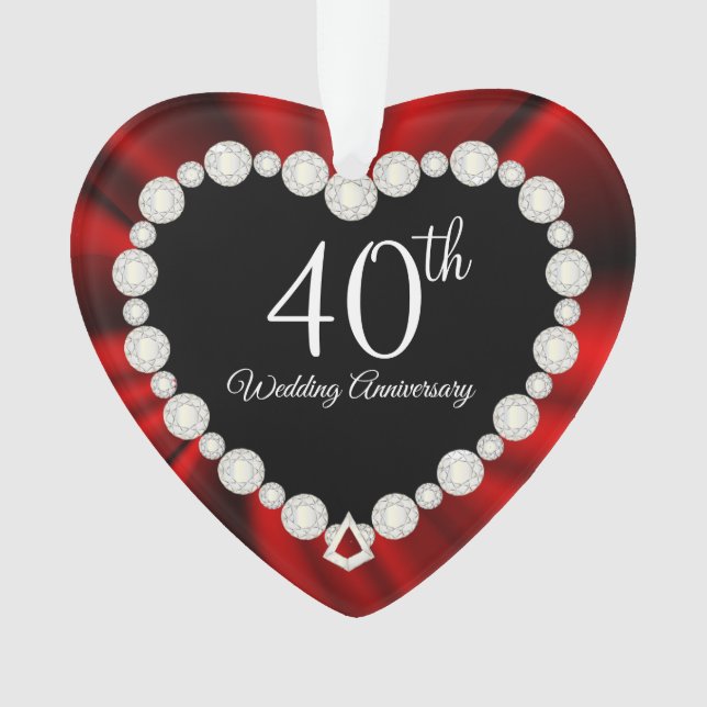 Adorno 40.º aniversario de Ruby Boda Keepsake Design (Anverso)