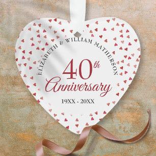 Adorno 40 Aniversario de Boda Corazones de Rubí