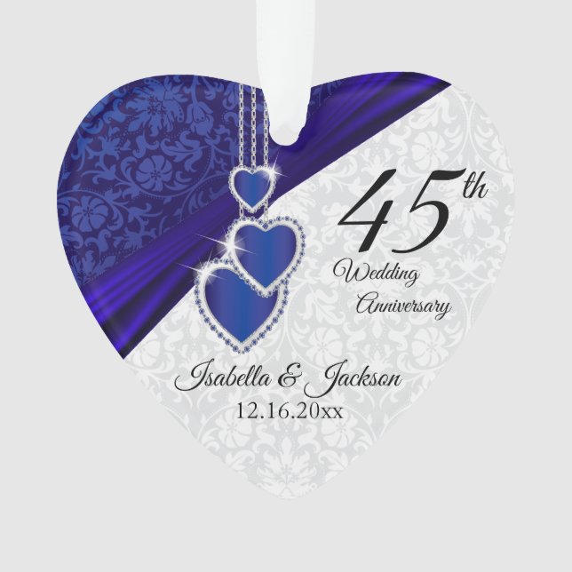 Adorno 45° Aniversario del Boda de Sapphire Keepsake 3 (Anverso)