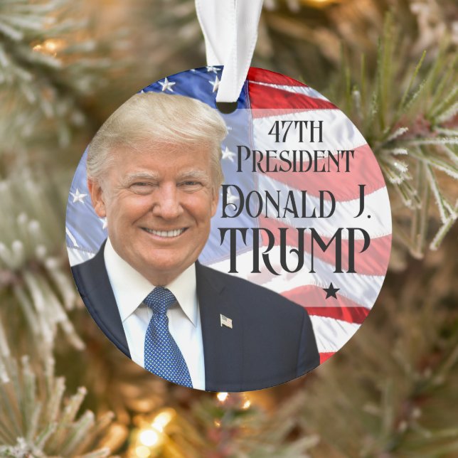 Adorno 47.º presidente Trump 2024 Foto Bandera estadounid (Árbol)
