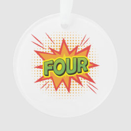 Adorno 4.º Nacimiento Superhéroe amarillo rojo Texto eleg