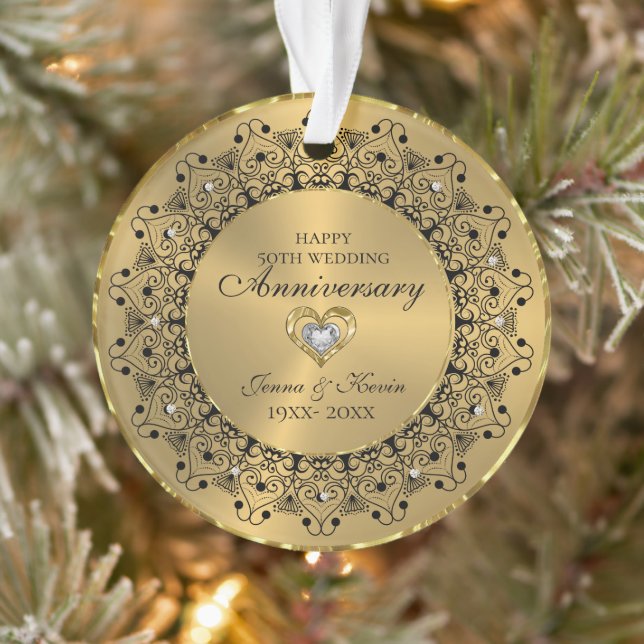 Adorno 50.º aniversario Boda BlackMandala en oro (Árbol)