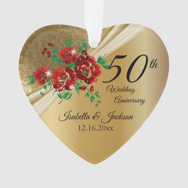 Adorno 50.º 💞 Aniversario del Boda de la Flora de Oro (Anverso)