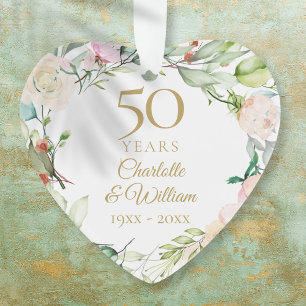 Adorno 50.º Aniversario del Boda de Oro Floral Keepsake