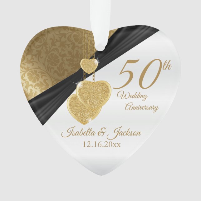 Adorno 50.º 💞 Aniversario del Boda Dorado Keepsake Desig (Anverso)