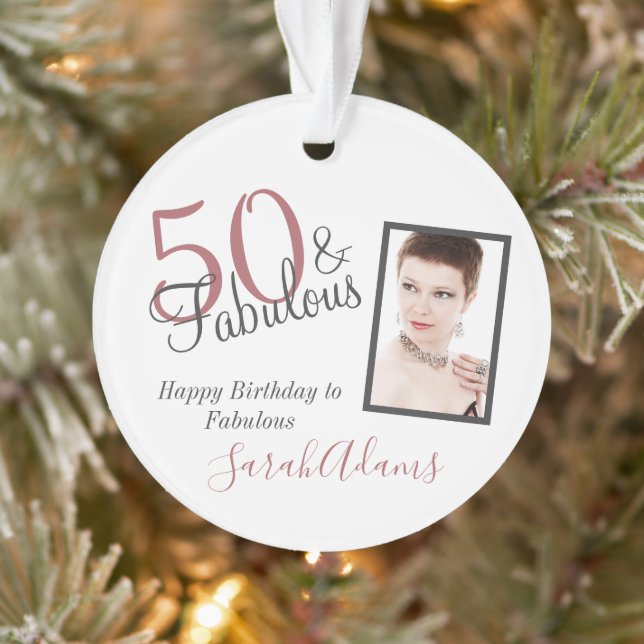Adorno 50 y fabuloso tono gris cumpleaños acrílico (Árbol)