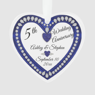 Adorno 5.º Aniversario Boda Sapphire Diamond Keepsake
