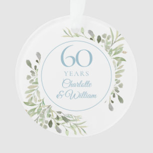 Adorno 60 Años de Verde Floral Aniversario de Diamante